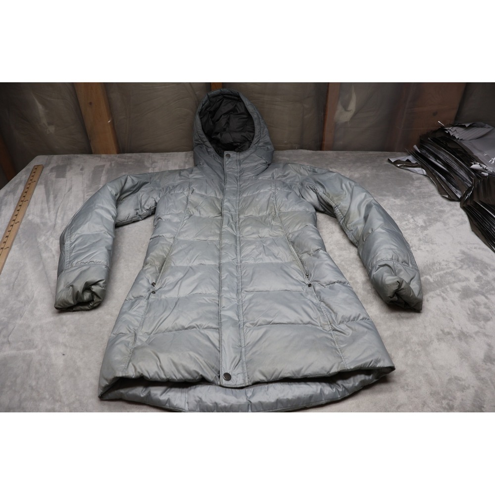 REI Down Jacket Womens‎ Small Gray Long Quilted Insulated Lightweight Outerwear